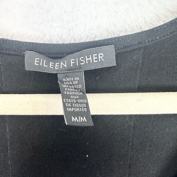 Eileen Fisher Jersey Knit Tank Dress Size Medium Black Minimalist Basic Stretch - Picture 4 of 5